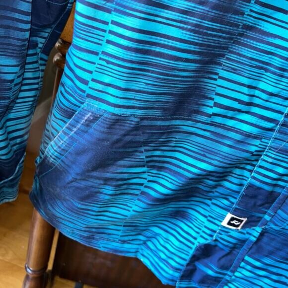 Ride Snowboard Mens Large Gatewood Blue Striped Snowboading Skiing Winter Jacket - Picture 6 of 11